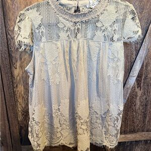 Elegant Mocha Cream Lace Top